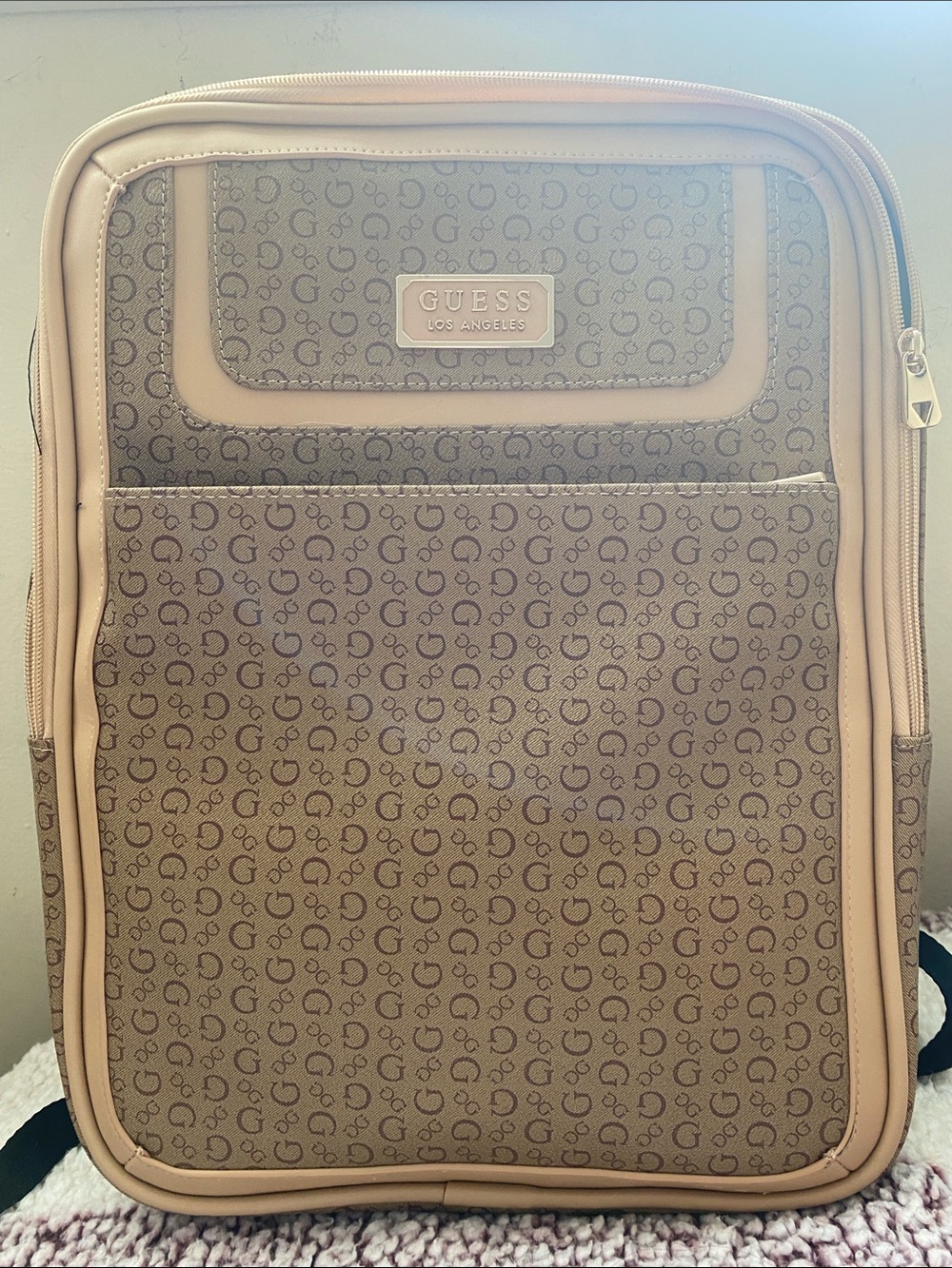 GUESS Brown Tan Monogram back pack